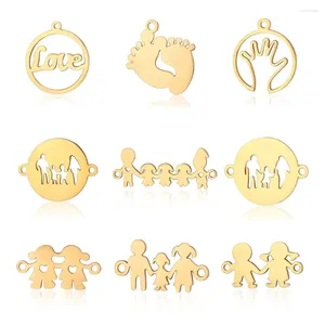 Charms 5 stks/partij Rvs DIY Meisje Zusters Brothers Connectors Charm Hanger Groothandel Papa Moeder Jongen Armband Maken Topkwaliteit