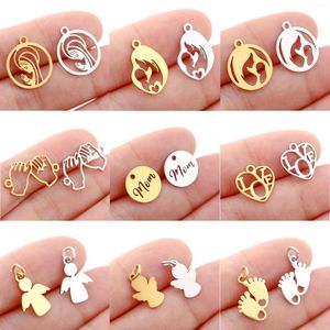 Charms 5 stks/partij Rvs Hanger Leuke Baby Voet/Virgin Mary/Moederliefde/Angel Voor Sieraden Maken DIY Bevindingen