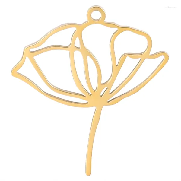 Breloques en acier inoxydable, 5 pièces/lot, motif de fleur de Lotus de Yoga, bijoux, pendentif plante, colliers, boucles d'oreilles, accessoires en vrac, vente en gros