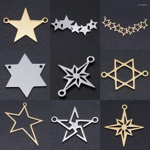 Charmes 5 pcs/lot étoile de David bricolage boucle d'oreille en gros en acier inoxydable météore connecteurs charme étoilé bijoux pendentif