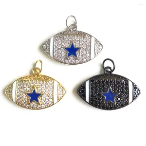 Charms 5 stks Micro Pave Blauwe Ster American Football Voor Vrouwen Armbanden Ketting Maken Vergulde Hanger Sieraden Accessoires