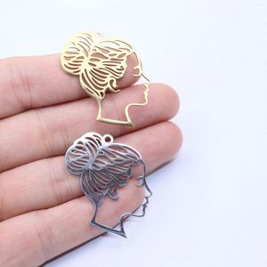 Charms 5 stuks roestvrij staal glanzend mooi meisje mode-sieraden hanger DIY handwerk waterdicht anti-allergische vacuümplaat