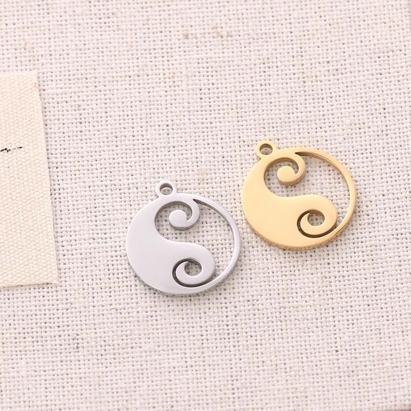 Encantos 5 uds Tai Chi amuleto encanto al por mayor Acero inoxidable Yin Yang buena suerte colgante DIY collar pulsera accesorios joyería encontrar