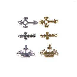 Breloques 5 pièces en gros en acier inoxydable croix crawn connecteur de charme bijoux de mode anti-allergie pendentif collier à faire soi-même boucles d'oreilles bracelets