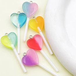 Charms 6 / 10pcs Résine colorée Imitation alimentaire Lollipop pour bricolage Bijoux fait à la main