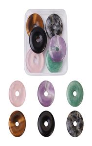 Charmes 6 styles Perles en pierre naturelle mixtes Set Green Aventurine Rose Quartz Amethyst Tiger Eye Gemstone Disc pendentif Jewelry Acces 4020829