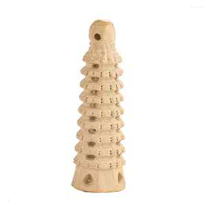 Dijes de 6cm tallado con láser torre 3D collar de madera de melocotón Natural colgante mascota suéter cadena colgante artesanías piezas de joyería pisapapeles