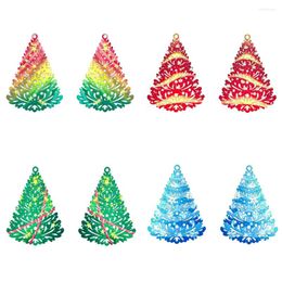 Breloques 6 pièces 29 40mm multicolore arbre de noël exquis pendentif en filigrane creux deux faces colorées B7397