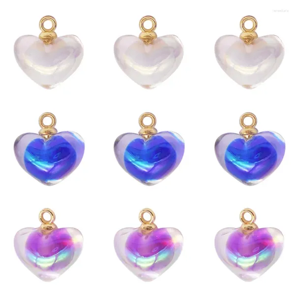 Charmes 6pcs coeur acrylique coloré double pendentif pour boucles d'oreilles Bracelet Bracelet à la main bijoux accessoire bricolage