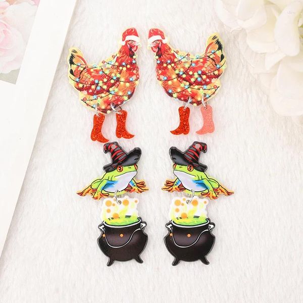 Encantos 6 unids Navidad Animal Multicolor Divertido Pollo Caminando Rana Mágica Para Collar Colgante Diy Fabricación