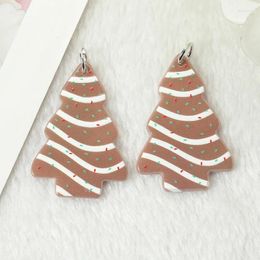 Encantos 6 uds árbol de pastel de Navidad colgante acrílico creativo para llavero collar joyería fabricación de bricolaje