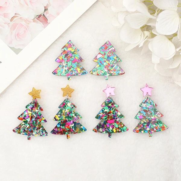 Charms 6pcs Noël créatif acrylique multicolore étoile arbre pendentif pour collier porte-clés bricolage faisant des accessoires