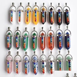 Bedels 7 Chakra Natuursteen Lapis Tijgeroog Kwarts Obsidiaan Hanger Voor Diy Sieraden Maken Ketting Accessoires Groothandel Drop Del Dhevm