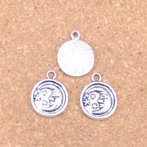 Breloques 72 pièces cercle lune étoile 19x15mm pendentifs antiques Vintage bijoux en argent tibétain bricolage pour Bracelet collier