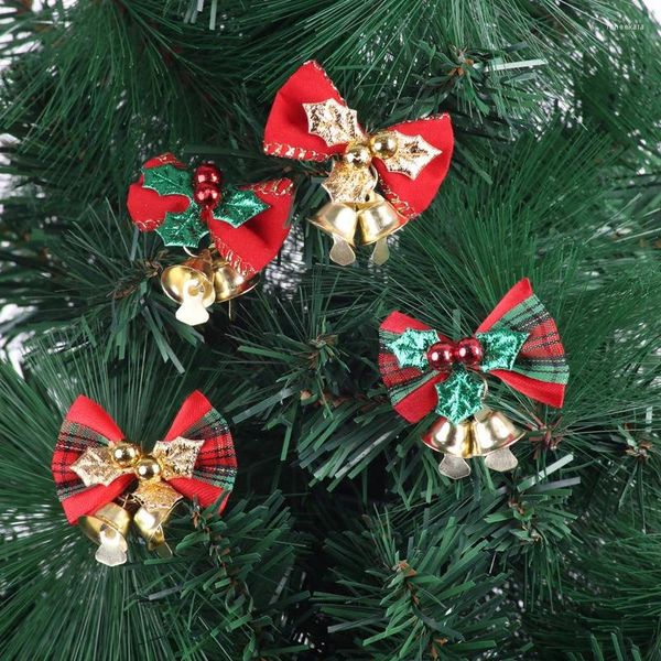 Charms 8/4 / 1pc Arc de Noël avec cloches Mini Bowknot Ornement Craft présent Tree Arbre suspendu décor Garland Box Box Ornements
