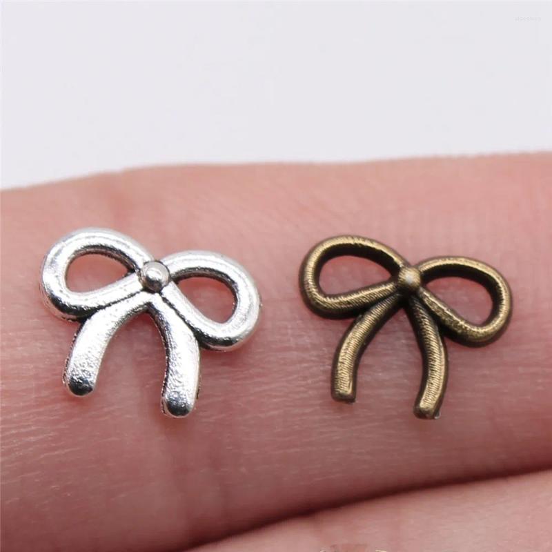 Charms 80pcs 11x9mm Antique Bronze Small Bow Charm Tiny For DIY Jewelry Making