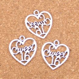 Charms 80 Stuks Antiek Sier Verguld Brons Hart Sweet 16 Hanger Diy Ketting Armband Bangle Bevindingen 21X19Mm Drop levering Sieraden Com Dhttb