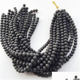 Charms 8Mm Natuurlijke Lava Rock Stenen Kralen Diy Essentiële Olie Diffuser Hangers Sieraden Ketting Oorbellen Maken Drop Delivery Bevindingen C Dht5C