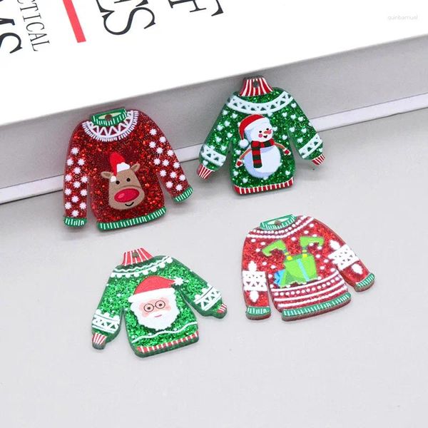 Charmes 8pcs pull de Noël acrylique Clother Bouteille d'oreille drôle mignon bling elk snowman keychain pendentif bricolage bijoux