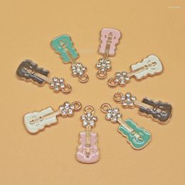 Charms 8pcs Rhinestone Viool Fashion Email Hangers Diy Sieraden maken Ketting Bracelet oorbellen Handgemaakte ambachtelijke accessoires