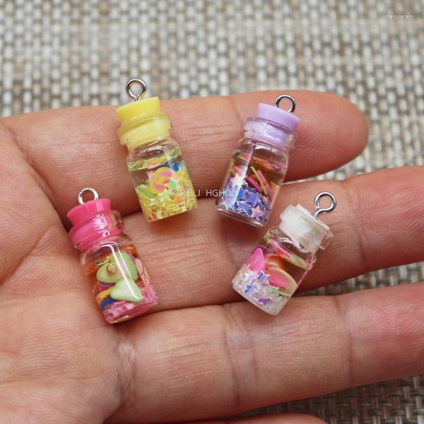 Charmes 8 pièces bouteille de dérive brillante pendentifs de souhait colorés collier personnalisé boucles d'oreilles bijoux à bricoler soi-même fille enfant cadeau accessoires