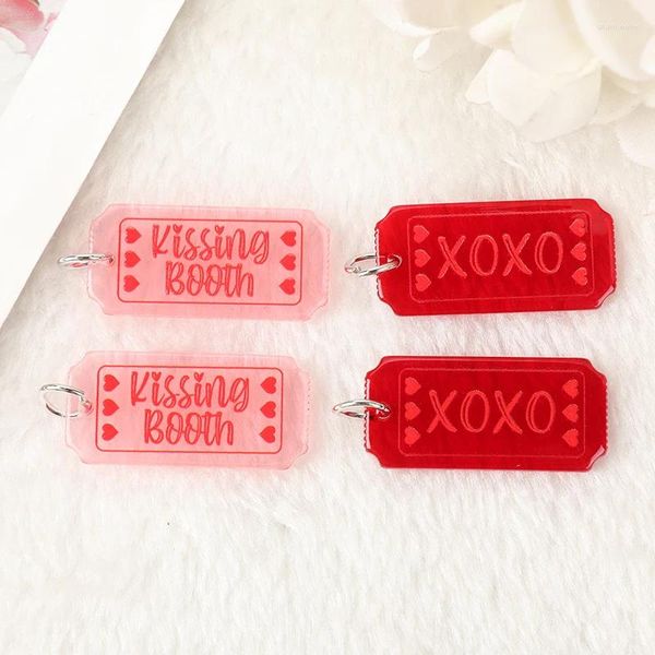 Breloques 8 pièces Valentine acrylique XOXO Kissing Booth résultats de bijoux pour collier porte-clés bricolage fabrication