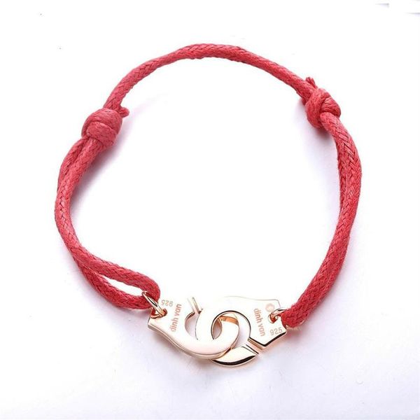 Charms 925 pulsera de joyería francesa para mujer joyería de moda pulsera de esposas de cuerda de plata esterlina 329P