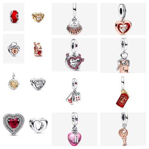 Charms 925 Pure Sier Saint Valentin Charmant Scrub Red Love Pearl convient aux bracelets Pandora primitifs Diy Jewelry Drop Deliv Dhlim