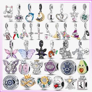 Charms 925 Sterling Sier Betles Butterfly Angel Bead Sunflower Coeur en forme de coeur Plata de Ley pour le bracelet de bracelet d'origine Livraison Smtbu