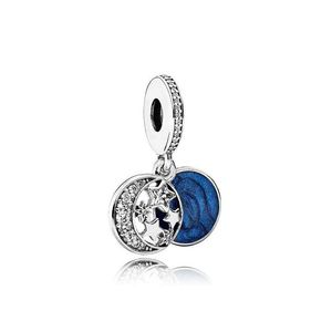 Charms 925 Sterling Sier Blue Email Star en Moon Pendant Originele doos voor Pandora European Bead Bracelet Necklace Sieraden Drop del Dhwry