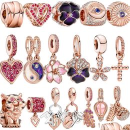 Charms 925 Sterling Sier Charme Vermicite Rose Fleur D'or Tigre Croix Amour Convient Pour Pandora Bijoux Cadeaux Drop Delivery Findin Dhztw