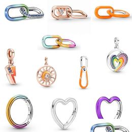 Charms 925 Sterling Sier Dangle Charde Mujeres Beads Joya de alta calidad Regalo al por mayor me Rainbow Heart of Dom Medallion Bead Fit Pando Dhftv