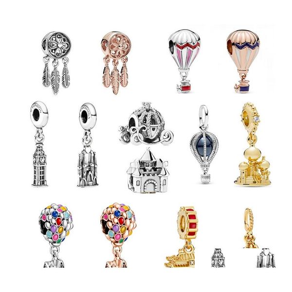 Charms 925 Sterling Sier Ballons européens Barcelone Église Château Bâtiment Perles Convient au bracelet de charme original Pandora DIY L Dhpll