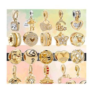 Charms 925 Sterling Sier European Golden Angel Bee glanzende holle kralen voor originele Pandora Charm Bracelet Women Diy Drop Delivery JE DHXA1