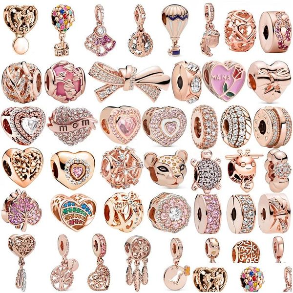 Charms 925 Sterling Sier Européen Or Rose Dream Catcher Fleur Arbre Ballon Clip Perle Pendentif Pour Original Pandora Charm Bracelet Dhyd6