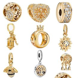 Charms 925 Sterling Sier Gold Lantern Sun Pendant Bee Family Clip Beads para Pandora Fashion Charm Bead Bracelet Diy Drop Delivery Je Dhg09