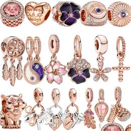 Charms 925 Sterling Sier Rose Gold Transparant Charm Kersenbloesem Hanger Voor Pandora Armband Diy Dames Sieraden Gift Drop Delive Dhk0C