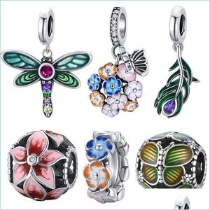 Charms 925 Sterling Sier Shiny Dragonfly Charm voor originele doe -het -zelfarmband of armband sieraden maken kralen drop levering 2021 bevindingen comp dhcjm