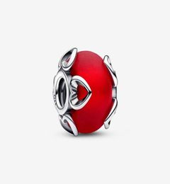 Charms 925 Silver Silver Grosted Red Murano Verre Coeurs Charmes Fit Original European Charm Bracelet Fashion Women Wedding Eng8630845