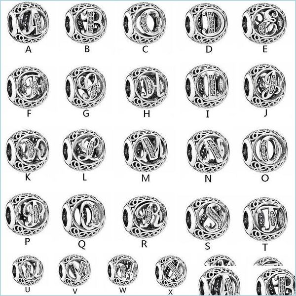 Breloques A à Z Alphabet 925 Sterling Sier Perle Lettre Charm Fit Original M Bracelets Pendentif Diy Fabrication de Bijoux Drop Delivery 2021 Fin Dhoes