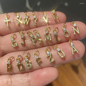 Dijes A-Z Letra Nombre Iniciales Color Oro Pendientes Diy Collar Diseñador Suministros de Fabricación de Joyas Micro Pave CZ Pendant293I