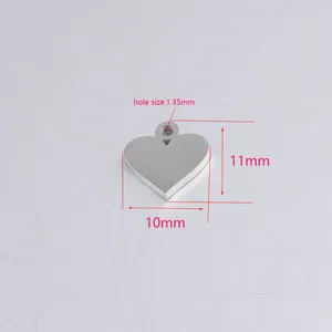 Breloques accessoires pendentif en acier inoxydable 5 pièces 10 11mm finition miroir en forme de coeur pour Bracelet fait main bricolage porte-clés/collier