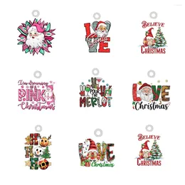 Dijes de acrílico rosa Navidad amor Santa Claus HOHOHO colgante encanto para pendientes DIY 2024 accesorios de joyería al por mayor 10 Uds