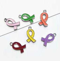 Charms Alliage émail sensibilisation au Cancer du sein ruban rose balancent pendentif à breloques pour bracelet à bricoler soi-même collier fabrication de bijoux 100 pcs/lot 231031