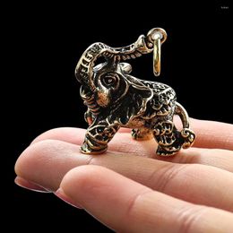 Charms Antieke afwerking Metaal olifant sleutelhanger hanger puur koper retro gunstig dier geluksauto ornament sleutel anti-meest decor