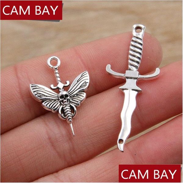 Charms Antique Sier Knight Épée Couteau Pendentifs En Alliage De Métal Charme Pour Bracelet À Bricoler Collier Boucles D'oreilles Bijoux Faisant À La Main Goutte De Dhm1N