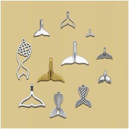 Charms Antiek Sier vergulde zeemeermin walvis dolfijn visstaart hangers voor doe -het -zelf sieraden maken accessoires groothandel items bk drop dhisj