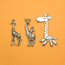 Charms Antiek zilververgieide girafdieren dierentuin mom baby hangers voor doe -het -zelf sieraden benodigdheden bulk groothandel items kleine bedrijven
