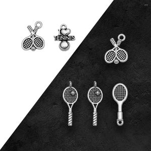 Breloques Antique argent plaqué Tennis Badminton raquette pendentifs pour bricolage boucle d'oreille fabrication de bijoux résultats fournitures accessoires