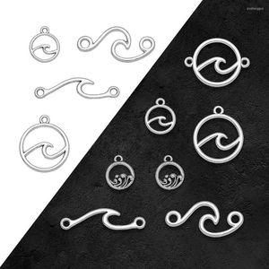 Charmes Antique Argent Plaqué Vague Connecteur Mer Océan Pendentifs Pour Bracelets À Faire Soi-Même Fabrication de Bijoux Résultats Fournitures Accessoires